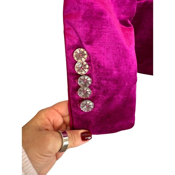 Veronica Beard Elam Dickey Velvet Crystal Blazer Fushia - Size 0 - Picture 6 of 12
